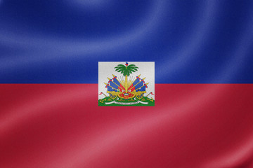 Haiti flag on the fabric texture background