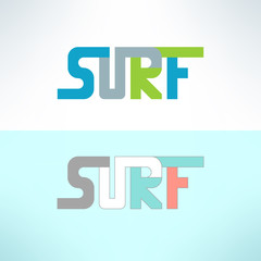 Vector surf colorful text design background. Surfing t-shirt