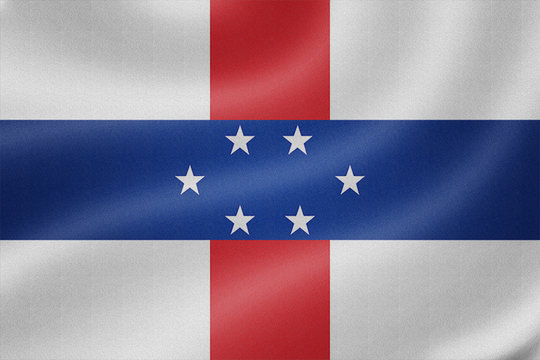 Netherlands Antilles flag on the fabric texture background