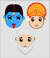 Indian Mythological Gods Faces