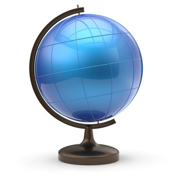 Blue globe blank sphere planet Earth geography studying icon