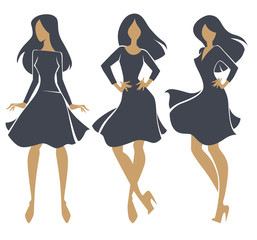 three fashionable girl silhouettes