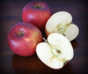 Apples, sliced and whole