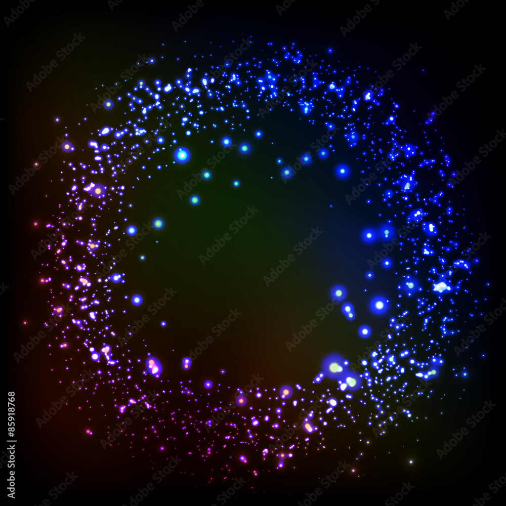 Poster Abstract dark background with color light frame