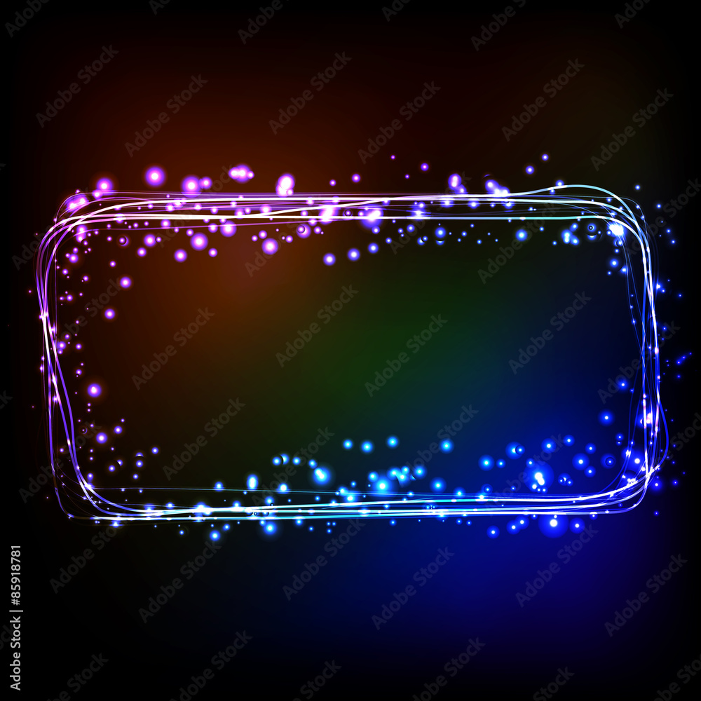 Poster Abstract dark background with color light frame
