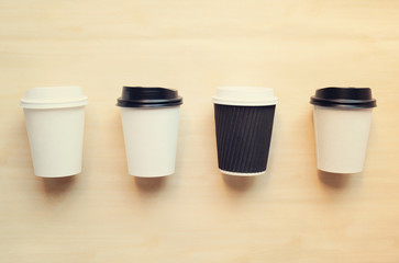 Paper coffee cup mock up for identity branding with retro filter