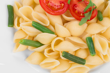 Tasty italian pasta with tomato as haute cuisine.