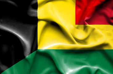 Waving flag of Bolivia and Belgium