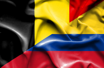 Waving flag of Columbia and Belgium
