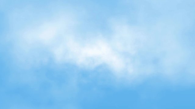flight over white clouds under blue sky background