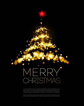 Shiny Gold Christmas tree  in black poster