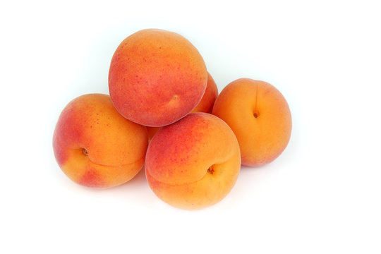 abricots en gros plan sur fond blanc