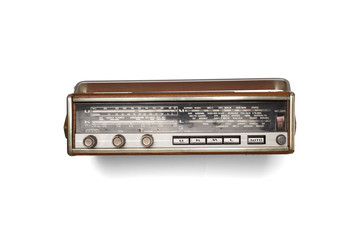 Fototapeta premium Old retro radio isolated on white background