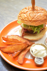 Burger and chips