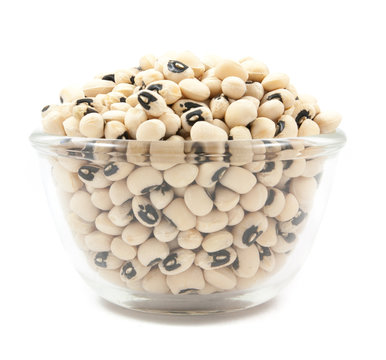 black eyed peas beans on glass cup isolated