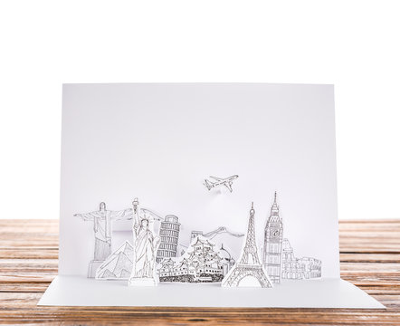 Paper cut of travel (Japan,France,Italy,New York,India,egypt)