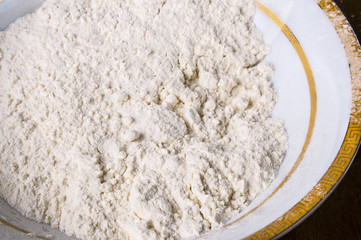 Ceramic bowl with flour 