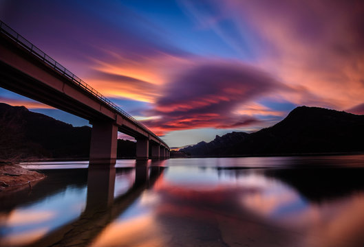 Dream in the lake. Sunrise. Pant&agrave; de la Baells (Bergued&agrave;, Catalunya, Pyrenees)
