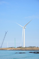 wind power generators in seaside, Jeju Island