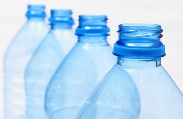 Used plastic bottles of mineral water