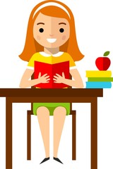 Сoncept of learning with  school children, table and computer 
