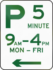 Australian road sign: Parking with time restriction - 5 Minutes