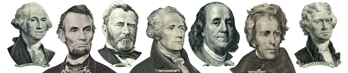 President portraits from money