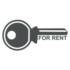 Icono llave con texto FOR RENT gris