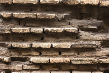 Ageing brick walls that make up Rome's colosseum