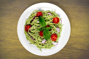 Spaghetti, pasta, plate.