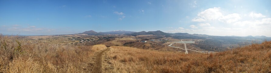 Panorama View from SaeByeol Volcanic Cone in Jeju Island