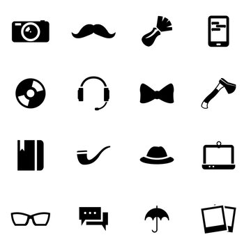 Vector black hipster icon set