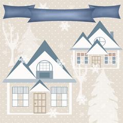 Fototapeta premium Background retro christmas design nature winter picture illustra