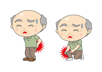 ぎっくり腰　膝痛　老人男性