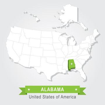 Alabama state. USA administrative map.