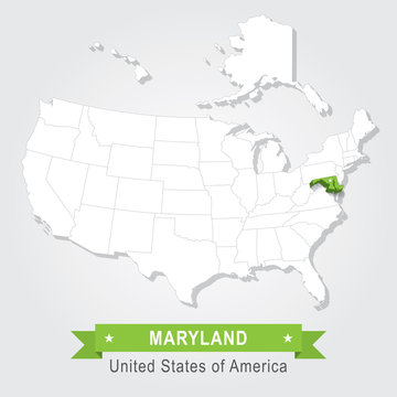 Maryland state. USA administrative map.