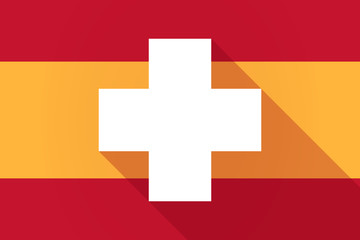 Obraz premium Spain long shadow flag with a pharmacy pill