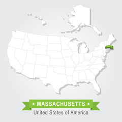 Massachusetts state. USA administrative map.