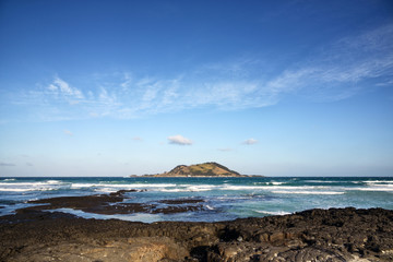 view from Hyeopjae Beach in Jeju Island, Korea