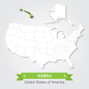 Hawaii state. USA administrative map.