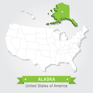 Alaska state. USA administrative map.