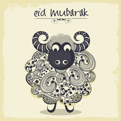 Muslim community festival, Eid Mubarak celebration with sheep.