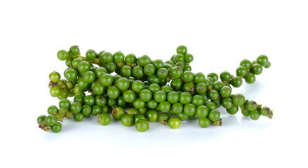 Green peppercorns isolated on the white background