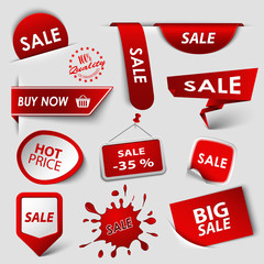 Collection web red pointers labels for shopping