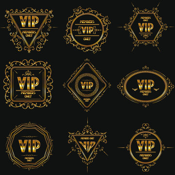 Set of gold luxury floral VIP frames