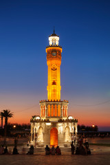 Izmir clock tower at night