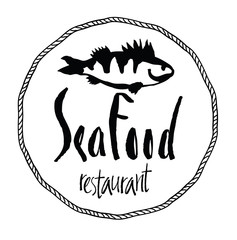 Sea Food design card with fish