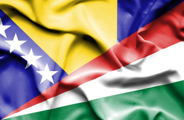 Waving flag of Seychelles and Bosnia and Herzegovina