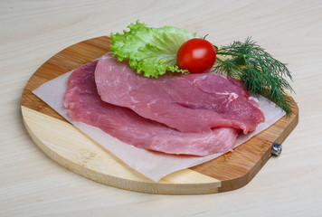Raw pork schnitzel