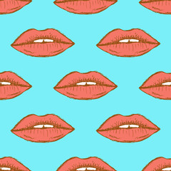 Obraz premium Sketch sexy lips in vintage style